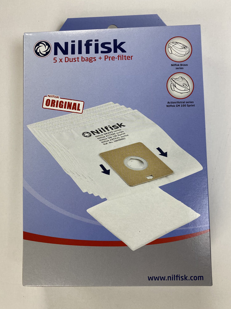 Sac Aspirateur NILFISK GMELITE PAPIER - Lot De 4 Sacs + Pré-filtre Pour Elite, Extreme, King
